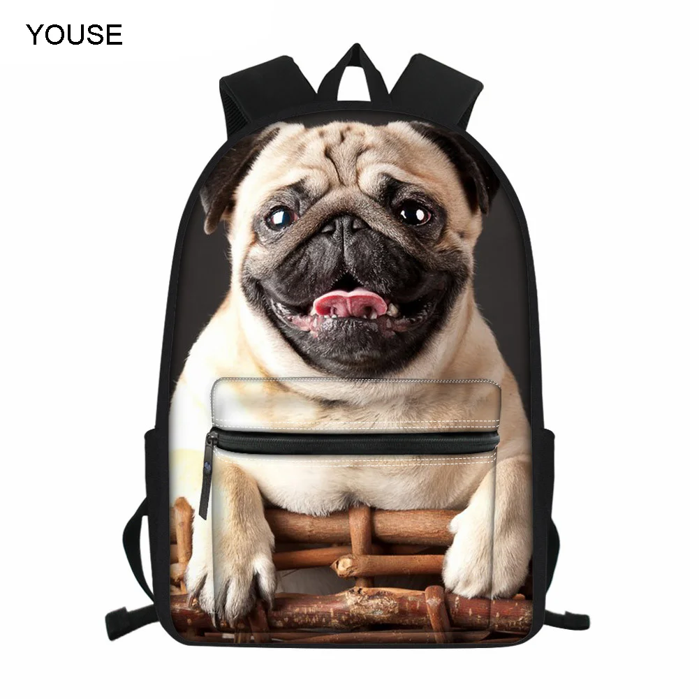 Рюкзак YOUSELovely с рисунком мопса для детей, школьный ранец для девочек и взрослых с принтом животных, для мальчиков и подростков