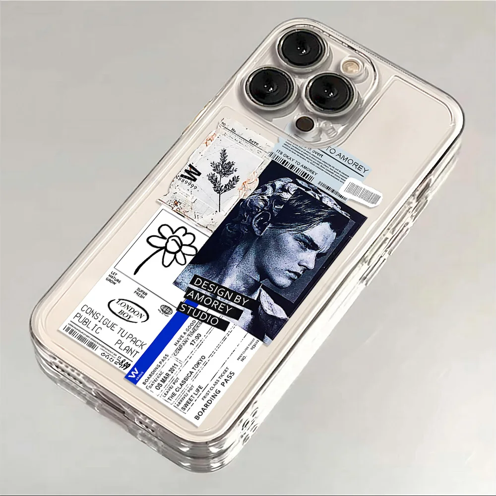 Фото Чехол для телефона INS Cold Style с наклейками для Samsung S25 S24 S23 S22 S21 S20 FE Note20 Note10 Plus Ultra Lite 5G, прозрачный мягкий чехол из ТПУ №2