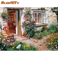 ruopoty painting by number garden wall art diy frame pictures by numbers landscape acrylic canvas home decoration 60x75cm