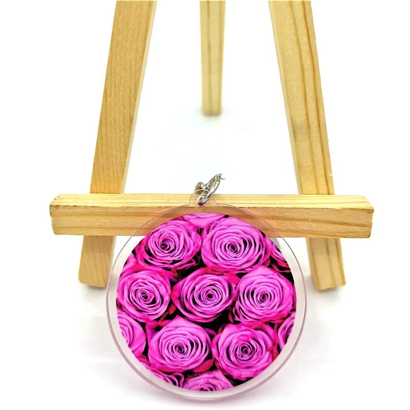 

Pink Rose Lovely key chain animal key chain women's bag pendant acrylic key chain Charm Key Chain Jewelry Gift