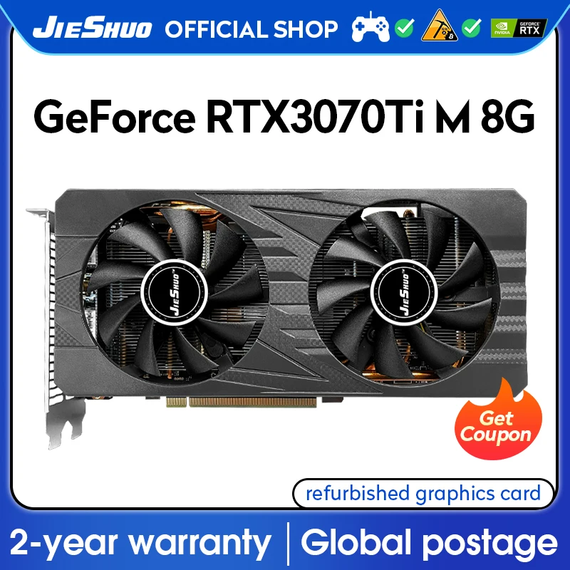 Видеокарта JIESHUO RTX 3070TI M 8G, видеокарта 8Pin GPU GDDR6 256Bit rtx3070ti m 8 Гб, поддержка настольных игр для ПК, офиса и других игр