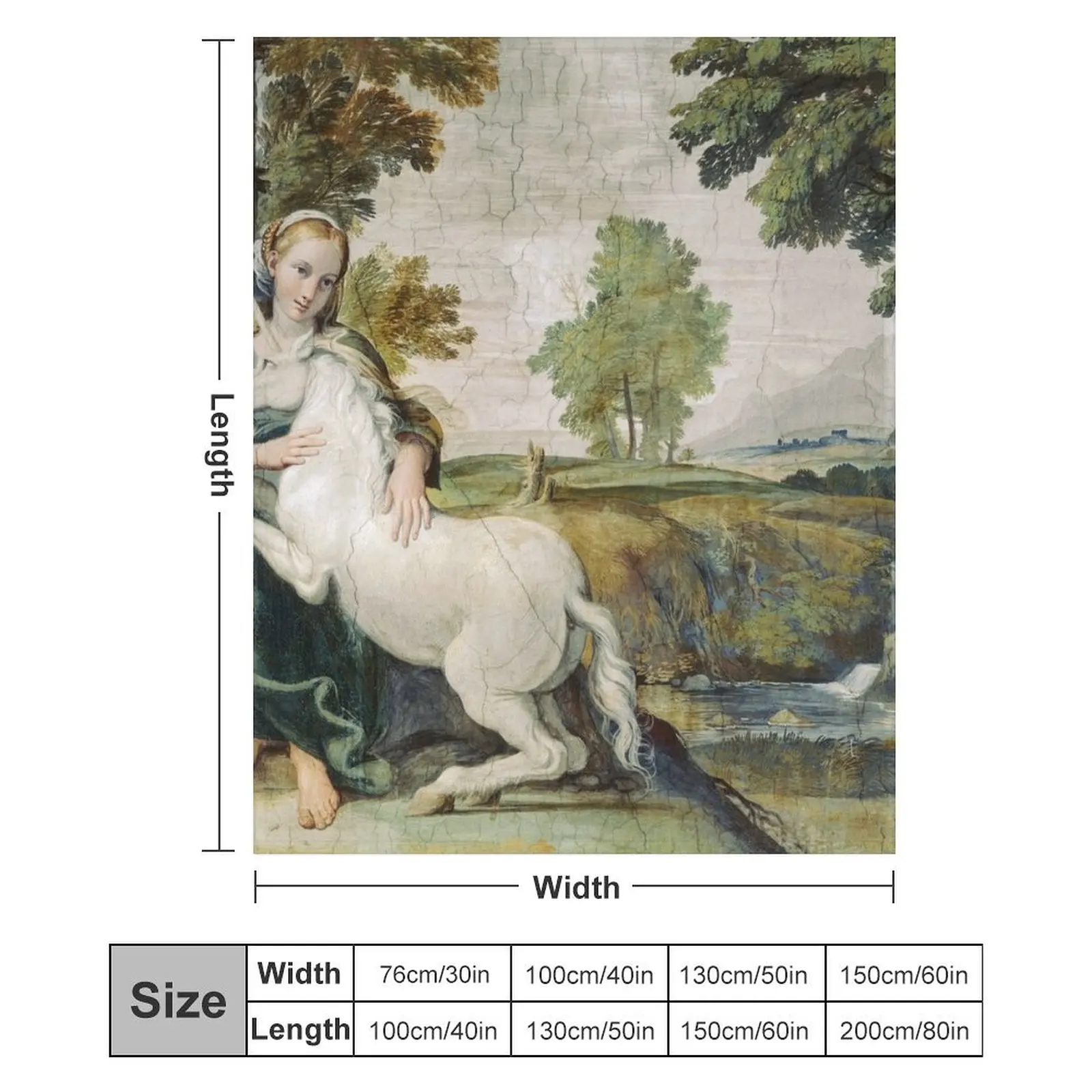 THE MAIDEN AND UNICORN IN LANDSCAPE Плед Постельное белье Детские одеяла