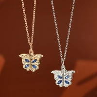 butterfly zircon necklaces for women open butterfly heart for couple locket pendant gold silver color delicate jewelry gifts