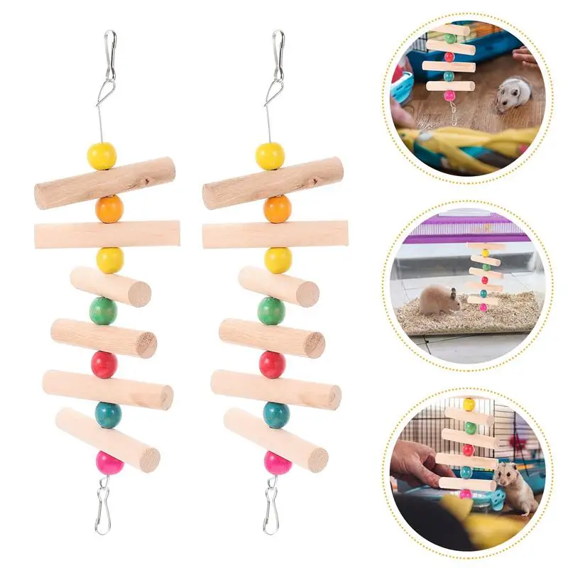 

2Pcs Toy Pet Accessory Wooden Hamster Toy Interesting Rabbit Toy Hanging Molar String for Pet Rabbit