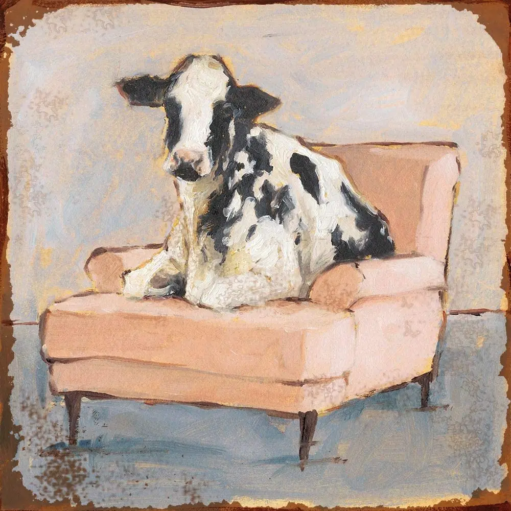 

Винтажный Забавный домашний декор "корова на диване", жестяной плакат в стиле ретро, металлический постер для бара, паба, 8x8 дюймов