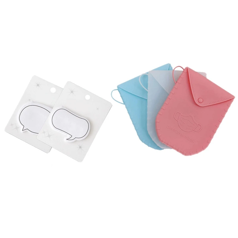 

1 Set Kawaii Creative Cartoon Dialog Box Stickers & 1 Set Silicone Mask Storage Case For Mask