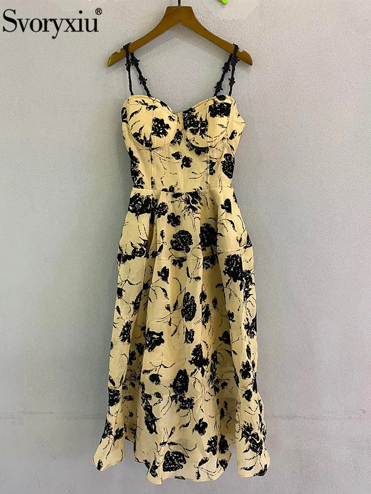 

Женское винтажное платье на бретельках Svoryxiu, разноцветное вечернее платье средней длины с открытой спиной и высокой талией на лето 2019