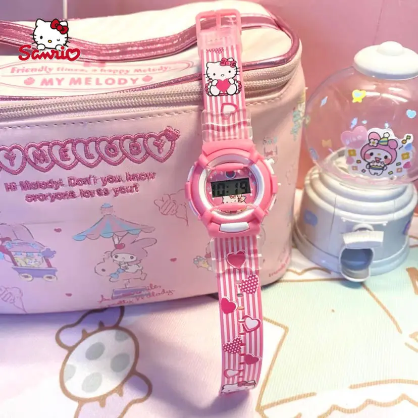 Hello Kitty Children Electronic Watch Cute Super Cute Girly Digital Student Electronic Silicone Watch Suitable for Girls Gifts