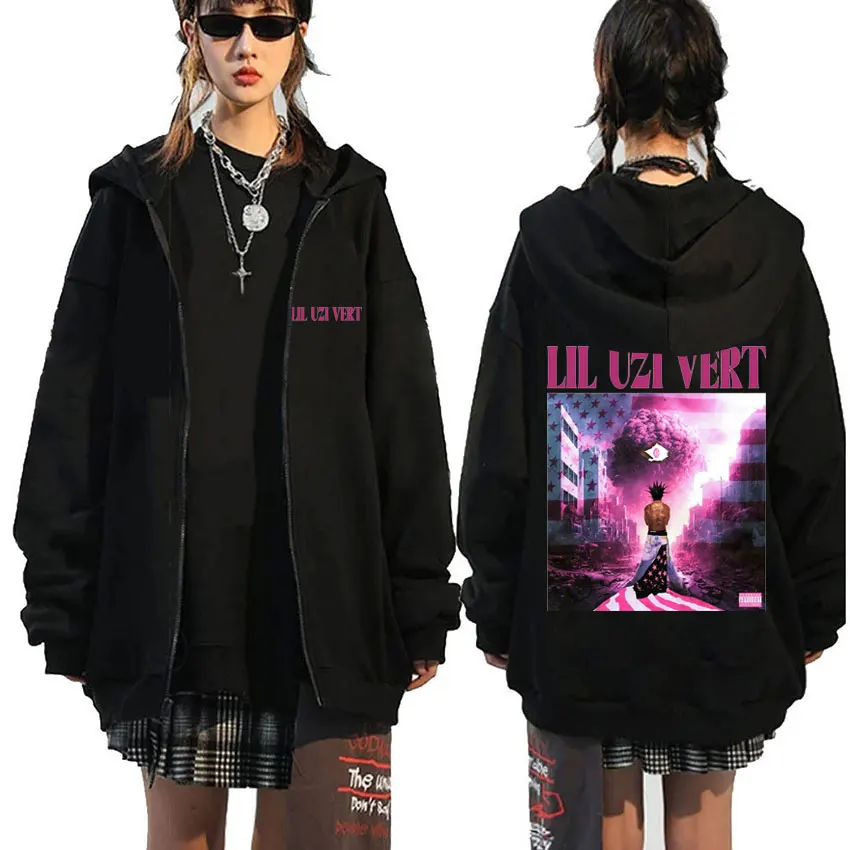 

Rapper Lil Uzi Vert 2023 New Music Album Pink Tape Zipper Hoodie Men's Hip Hop Oversized Sweatshirt Male Fashion Zip Up Jacket