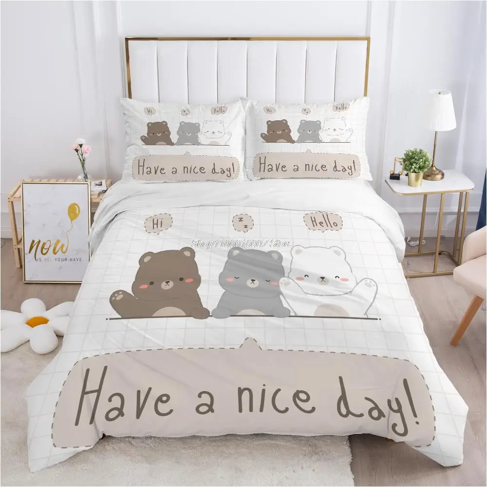 

Children Bedding set for Kids Baby Child Girls boy140x200 Single Quilt/Comfortable/Duvet Cover Set Bed Linens Cute bear