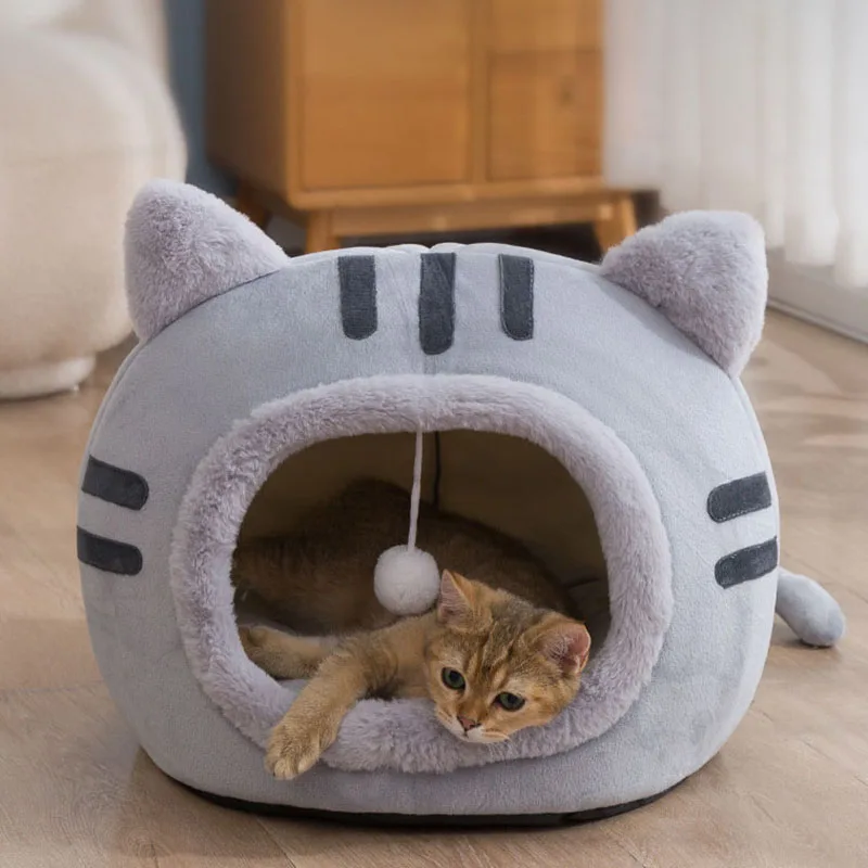 

Cat's Bed Winter Nesk Cat Shape Chihuahua Kennel Warm Semi-Enclosed Litter Puppy Beds Accessories Small Dog House Pet Supplies