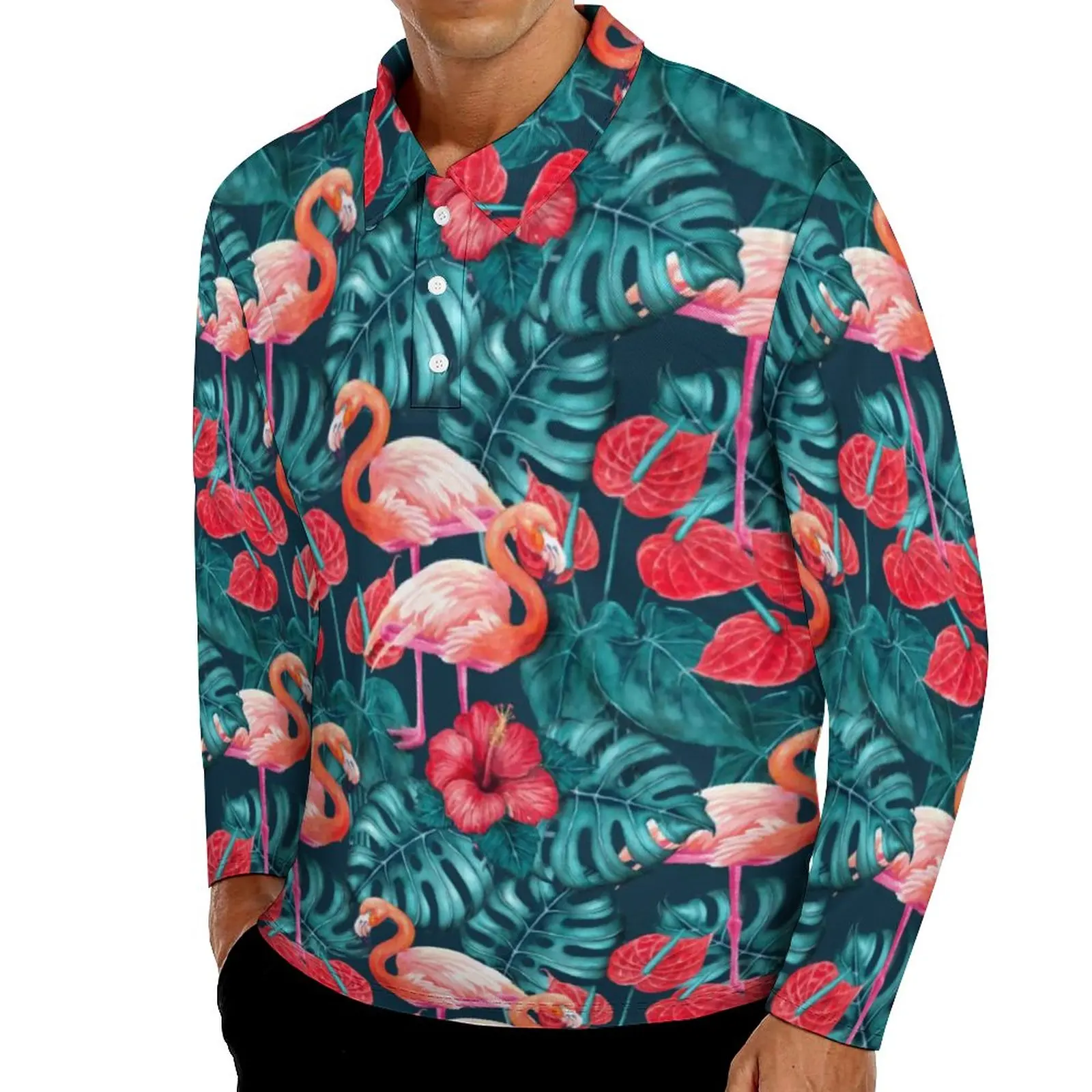 

Рубашка-поло мужская с отложным воротником и длинным рукавом, в стиле ретро