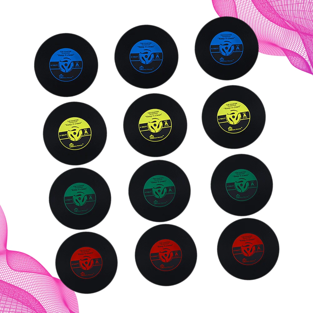 

Coasters Record Mat Cup Coaster Pvc Mugs Drink Resistant Heat Gift Housewarming Desk Car Kitchen Retro Tea Centerpiece Desktop