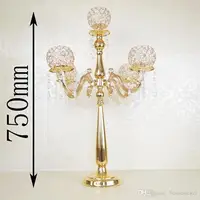 75 Cm Height 5-arms Metal Gold/ Silver Candelabras With Crystal Pendants Wedding Candle Holder Event Centerpiece