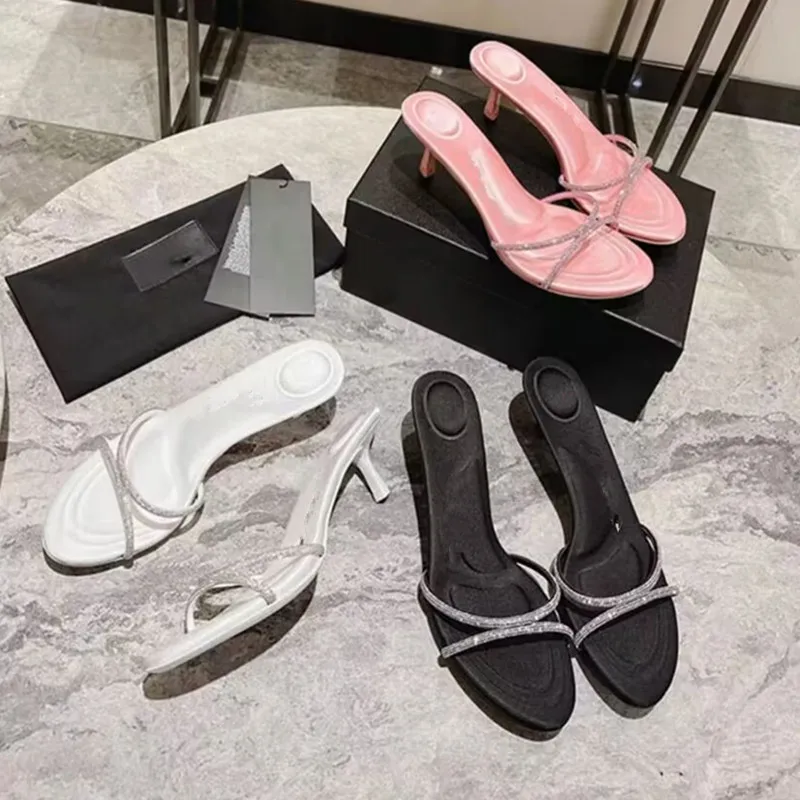 Women's Sandals 2023 Summer New Round Toe High Heel Party Fashion Rhinestone Sexy Mother Button Slim Heel Open Toe Roman Sandals