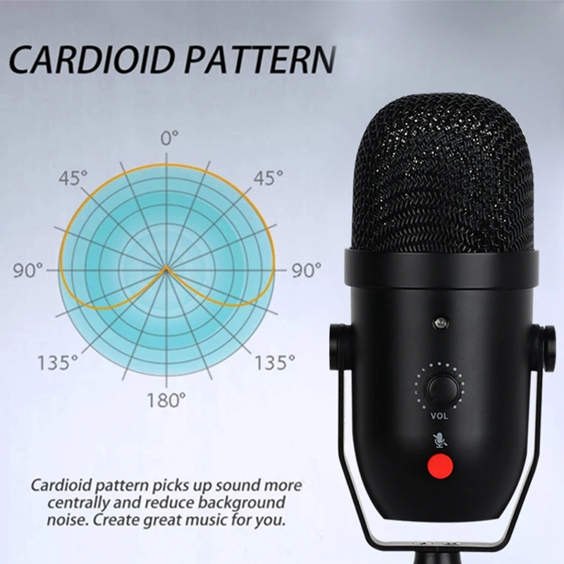 

HFES USB Microphone Condenser Microphone One Key Mute Desktop Mic For PC Laptop Gaming TIKTOK Youtube