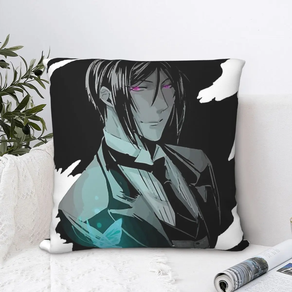 

Seb Polyester Cushion Cover Black Butler Demon Servant Home Garden Decorative Washable