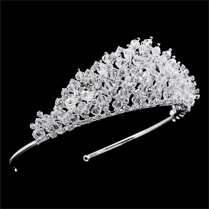 

Ladies Fashion High Grade Crystal Crown Girls Party Temperament Shiny Crown Hair Accessories Bride Wedding Tiara Jewelry Gifts