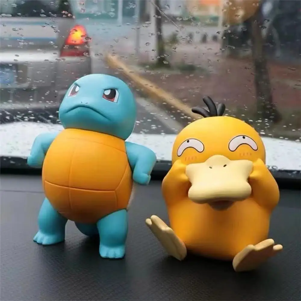 

Genuine Anime Figures Kawaii Pokemon Toys Model Psyduck Squirtle Cute Doll Ornament for Kids Gifts Funny Car Parts Model Office