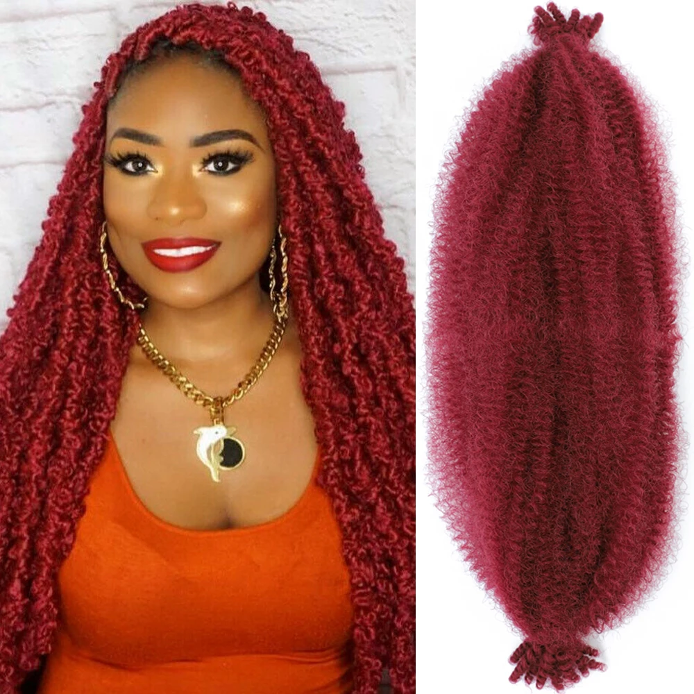 #350 27 613 30 Burgundy 4 613 Kinky Springy Afro Twist Crochet Hair 18 24inch 10strands/lot Braiding Hair for Locs Crochet Hair