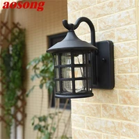 aosong outdoor wall lamps retro bronze led light sconces classical waterproof for home balcony villa decoration