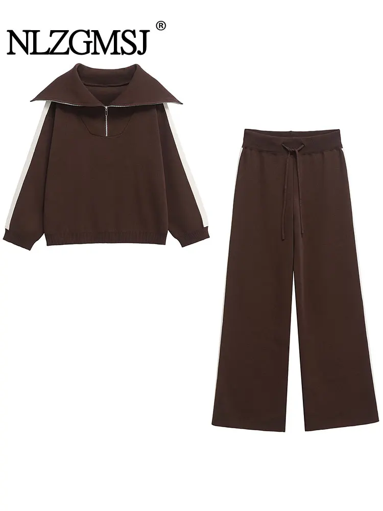 Женские комплекты TRAF однотонные свитшоты и брюки