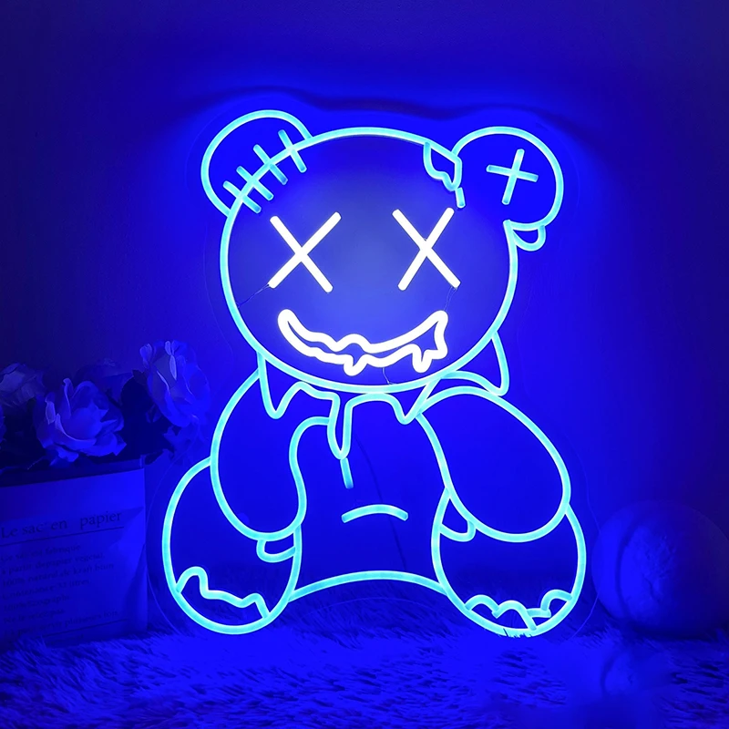 

Cute Bear Neon Sign Handmade Custom Personalized Gift Animal Neon Lights Bedroom Game Room Decoration Kawaii Led Light