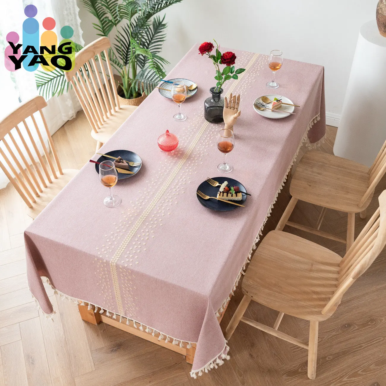 

Pink Birthday Tablecloth Cotton Linen Tablecloth Table Flag Decorative Table Mat Rectangular PVC Waterproof Fireplace Countertop