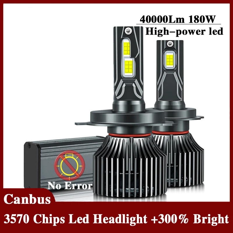 

2pcs 3570 Canbus Led Headlight H1 H7 H11 H8 H4 9005 Hb3 9006 Hb4 9012 HIR2 Bulbs 6000k For Car Fog Light Lamps 180W 40000LM