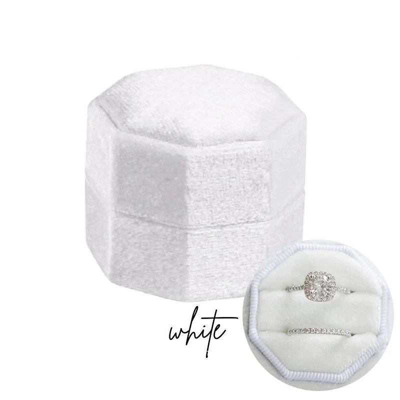 

Персонализированная свадебная бархатная коробка для колец, обручальная коробка с тройным слотом, восьмиугольная коробка для колец, современное свадебное украшение, коробка для колец с 1/2/3 слотами