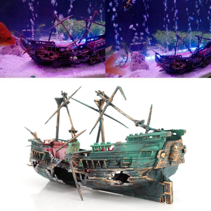 

Large Aquarium Decoration Boat Aquarium Ship Air Split Shipwreck Fish Tank Decor