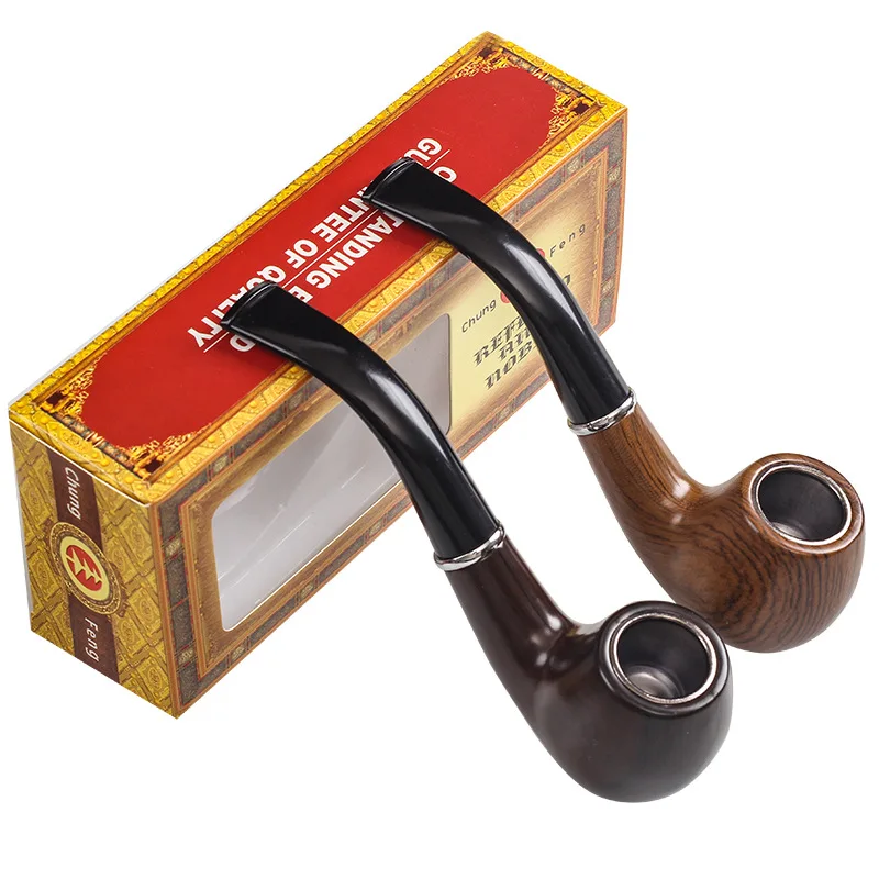 

Imitation ebony resin pipe old retro bent pipe men's tobacco pipe