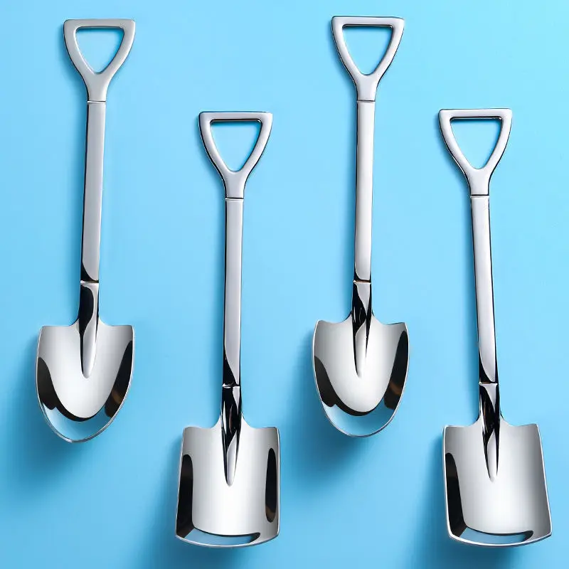 

4/8PCS Coffee Spoon Shovel Spoons TeaSpoons Creative Spoon For Ice Cream Stainless Steel Dessert Scoop Tableware Cutlery Set