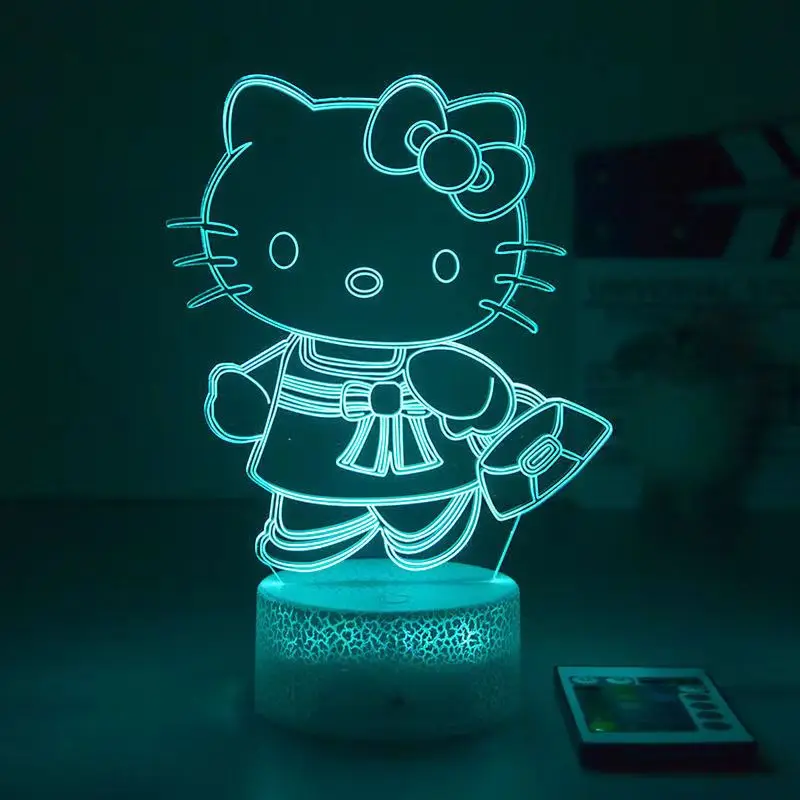 

Hello Kitty Cat Surrounding Handicraft Ornaments Toys Intelligent Touch Remote Control Colour Changing Night Light Children Gift