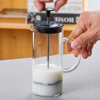 manual milk frother glass milk foamer coffee pot glass mesh french press coffee maker frother jug mixer creamer kitchen tools
