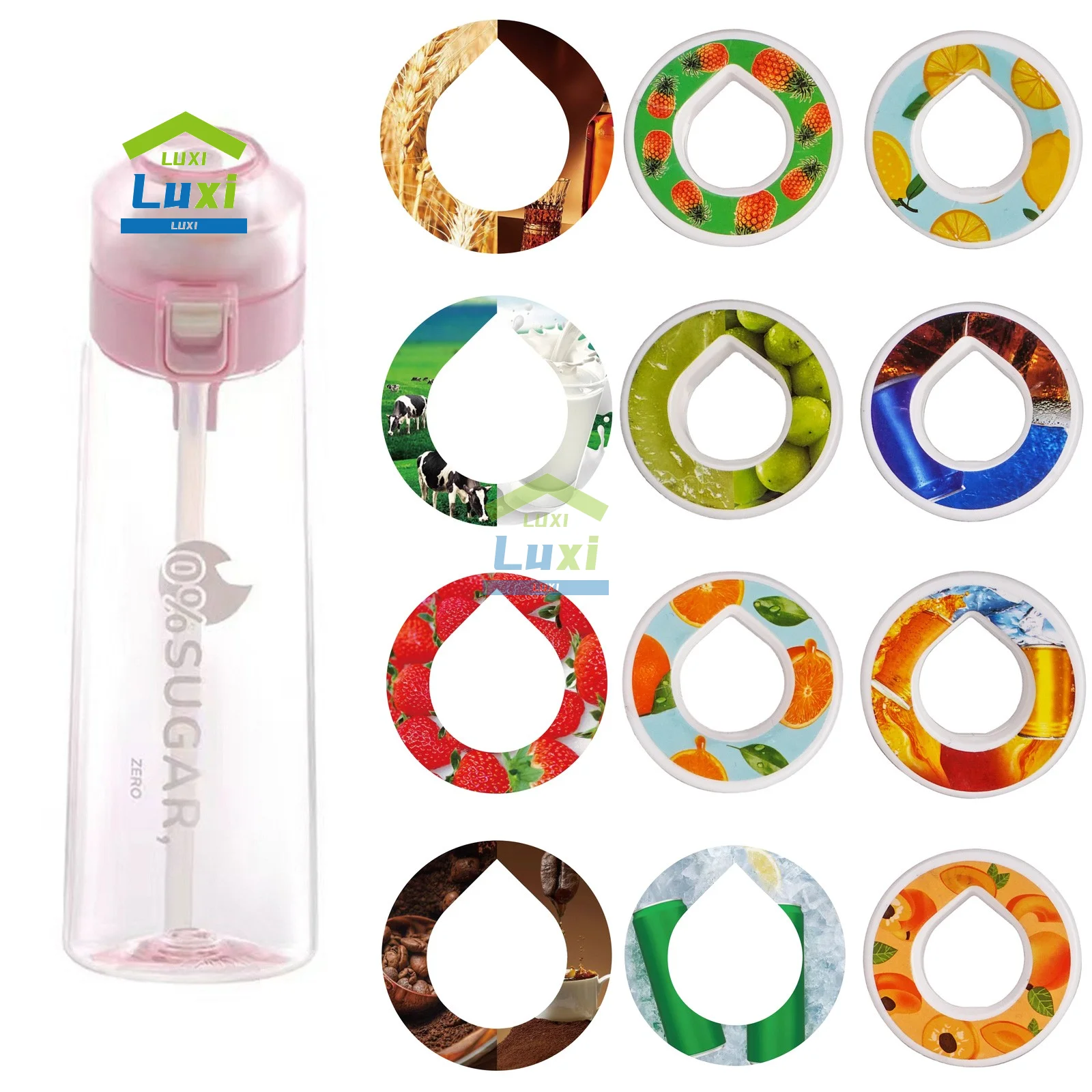

New Discount Combination Set Air Flavored Up Sports Fashion Straw Mug Water Bottle Suitable for Outdoor Sports Fitness Water Cup