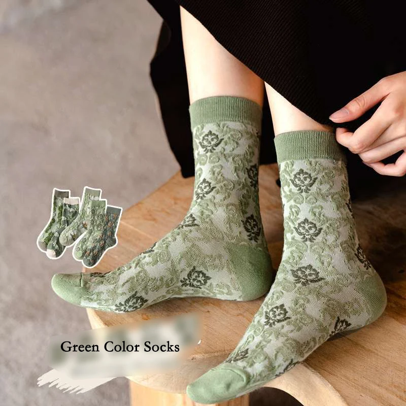 5 Pairs/ Lot Dreamlikelin Woman Socks Harajuku Retro Embroidery Spring 3D Knitting Flowers Embossed Print Lolita Christmas Gift