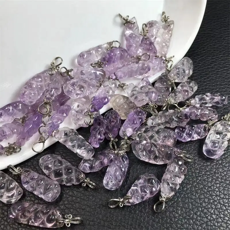 

5pcs Natural Amethyst Crystal Gemstone Reiki Polished DIY Necklace Pendant Earring Handmade Healing Fengshui Gift 1PCS