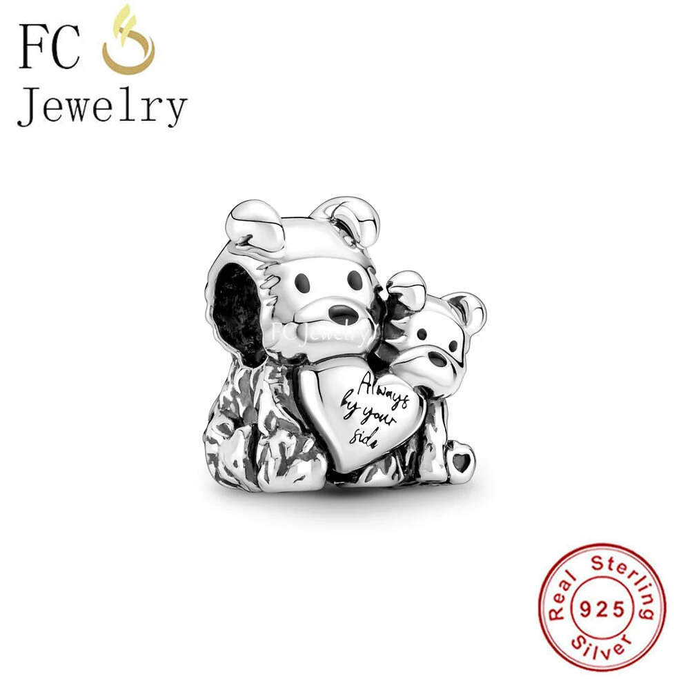

FC Jewelry Fit Original Pan Charms Bracelet 925 Sterling Silver Mom And Baby Bear Always By Your Sides Charm Bead Berloque 2022