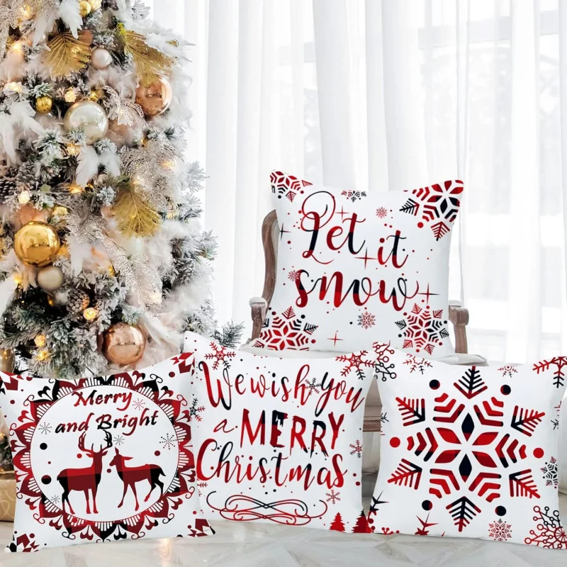 Буффало узор снежинка Рождественский олень сосна квадратная наволочка диван