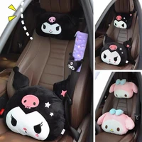 cute cartoon kuromi car safety seat belt cover shoulder pads protection back cushion plush my melody kawaii car decoration
