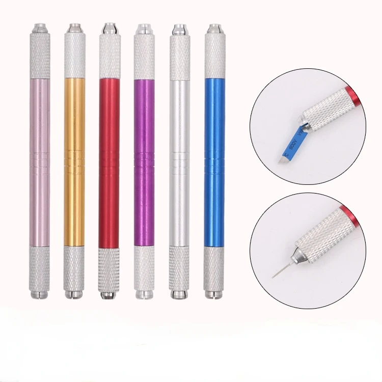 

New Double Head Microblading Pen Manual Tattoo Machine Needle Blade Permanent Makeup Embroidered Eyebrow Lips Tebori Munsu