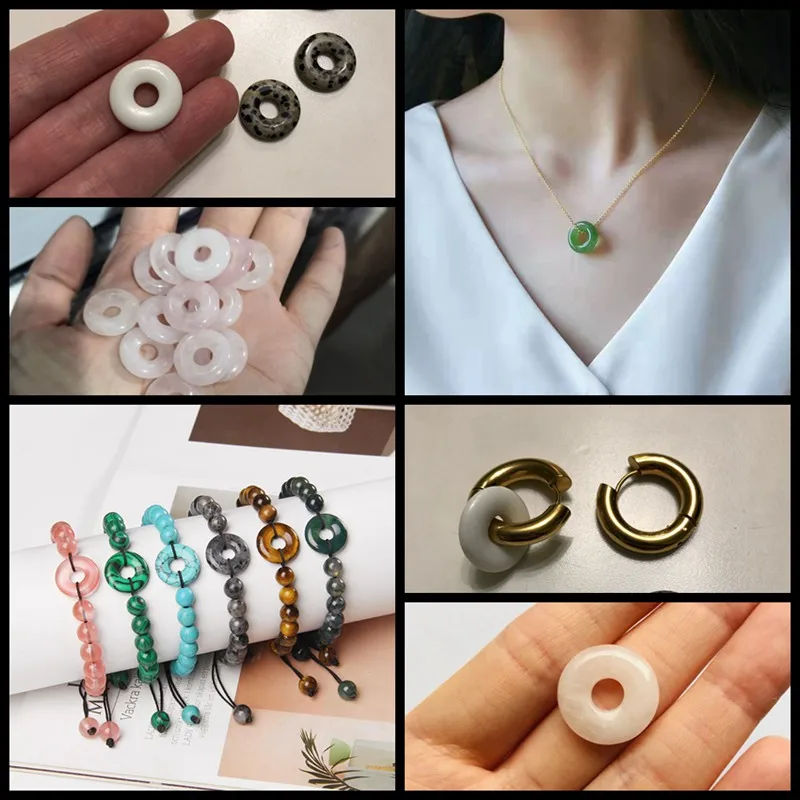 Модные бусины в форме Абака с большими отверстиями из натурального камня Гладкие