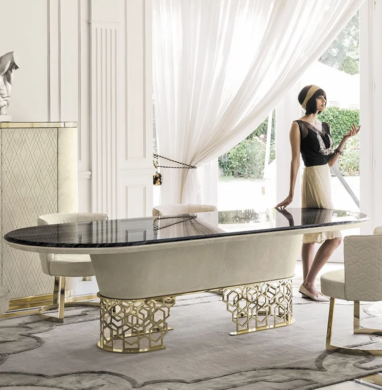 Роскошная высококачественная мебель для столовой современный кожаный обеденный