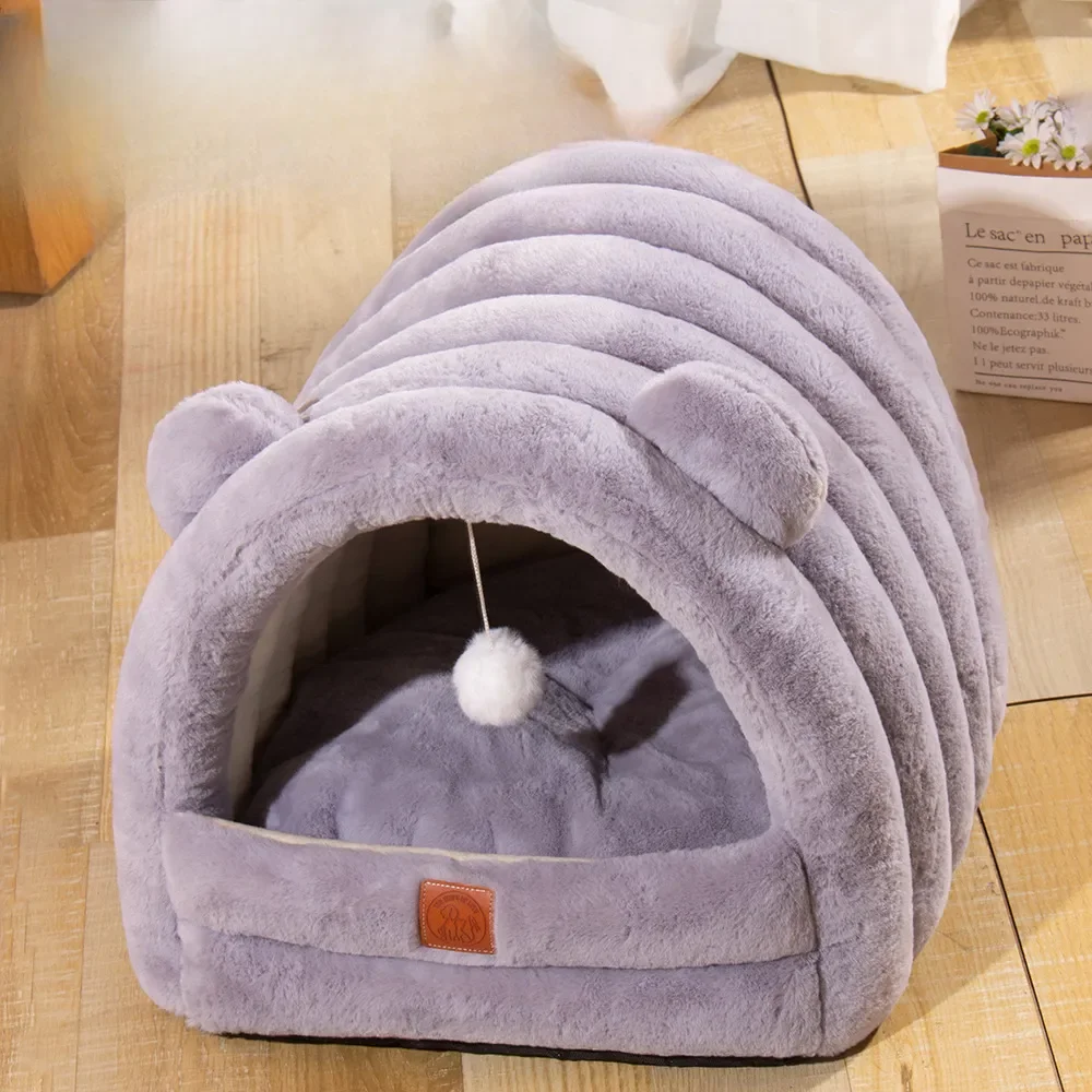 

Домик для кошек, кровать для маленьких собак, теплый комфортный котенок, полузакрытый коврик для сна для домашних животных, дышащая воздушная кровать для щенков, M/L