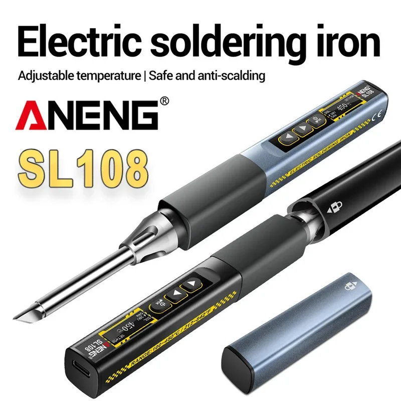 Фото Интеллектуальный электрический паяльник ANENG SL108 — регулируемая температура 96 Вт — небольшая бытовая ручка для ремонта и сварки №1