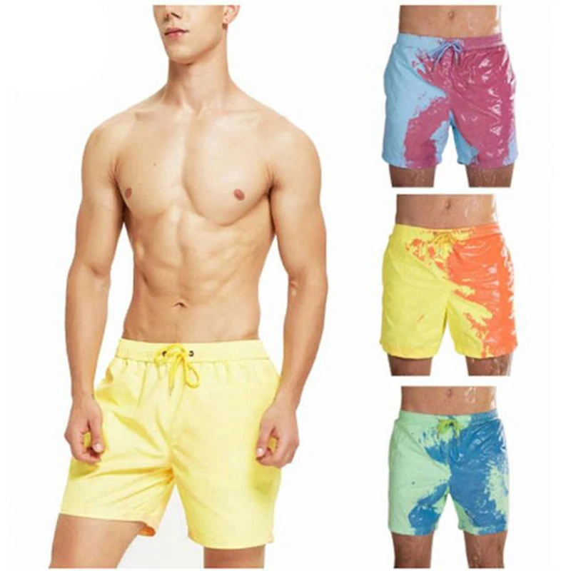 

Magical Change Color Beach Shorts Men Summer Quick Dry Pants Swimming Men's Trunks Shorts Drop Top Quality Sand Hawaii Surfing