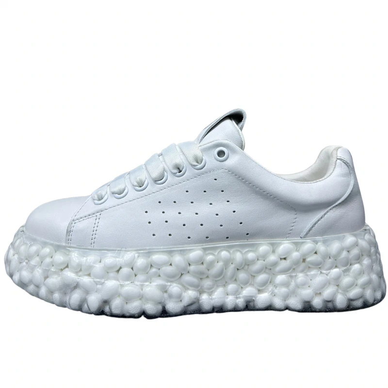 

Обувь на толстой подошве с гелевой подошвой, Европейский дизайн, мужская обувь с подъемом 5 см, натуральная кожа, модные белые Папины туфли в стиле Ins