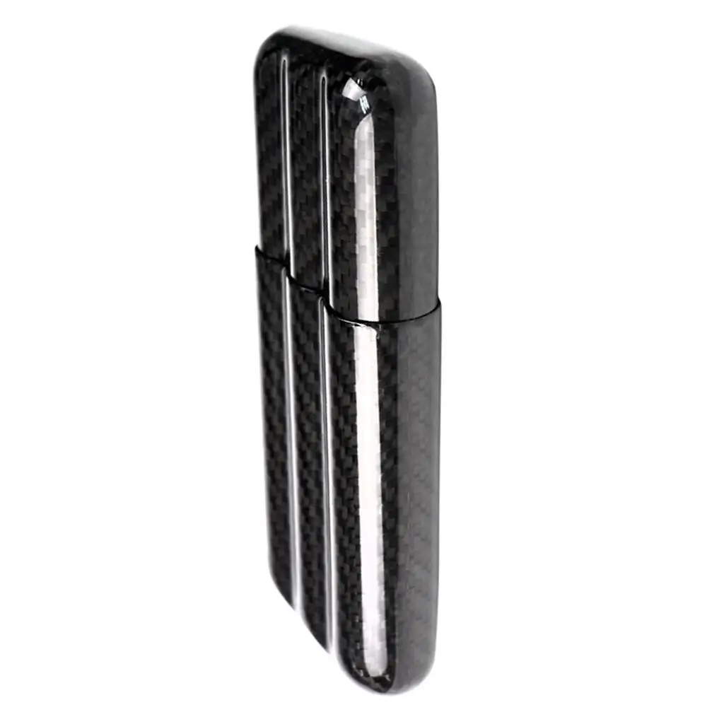 

Real Carbon Fiber 3 Tube Cigar Case Travel Holder In Gift Box