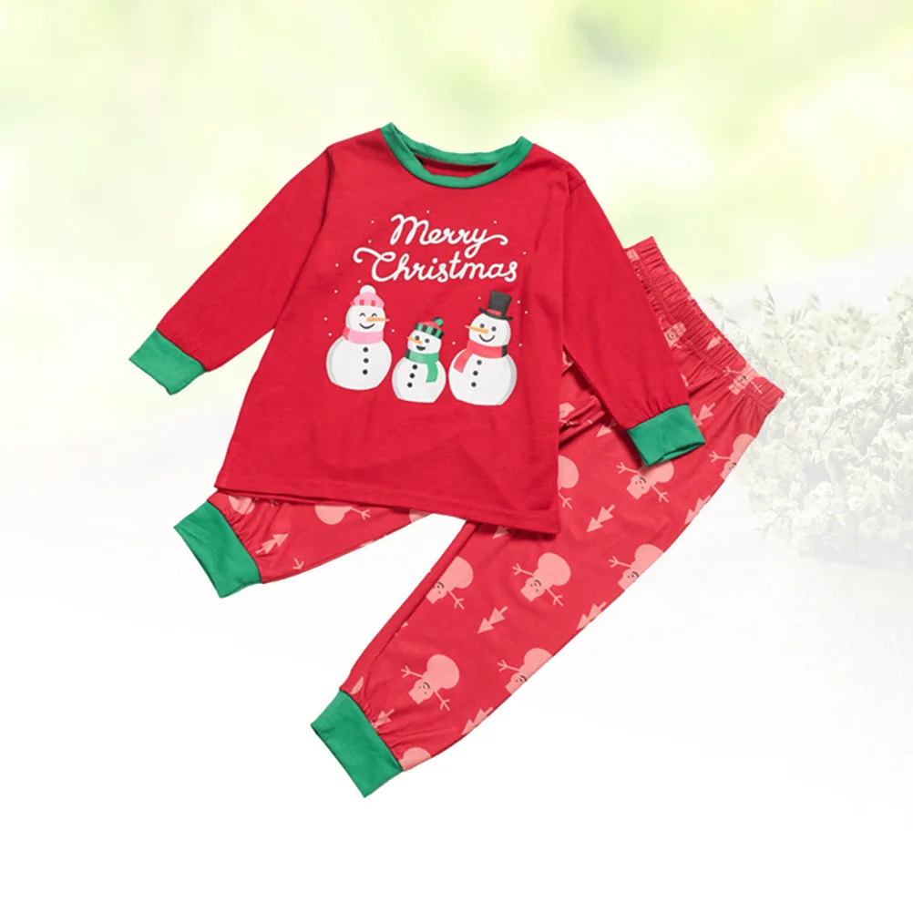 

Christmas Parent Child Clothesclothing Snowman Printing Costume Pajamas